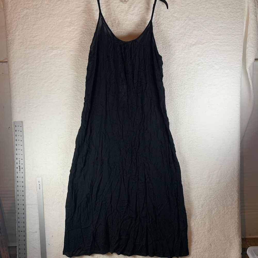 Raviya Women's Black Rayon Scoop Neck Sleeveless Cover-Up Maxi Dress Size L NWT